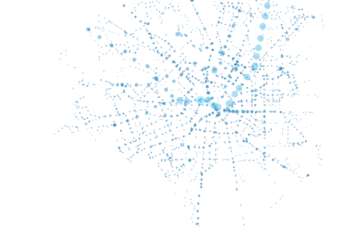 Mappa di Milano rappresentata da pallini
