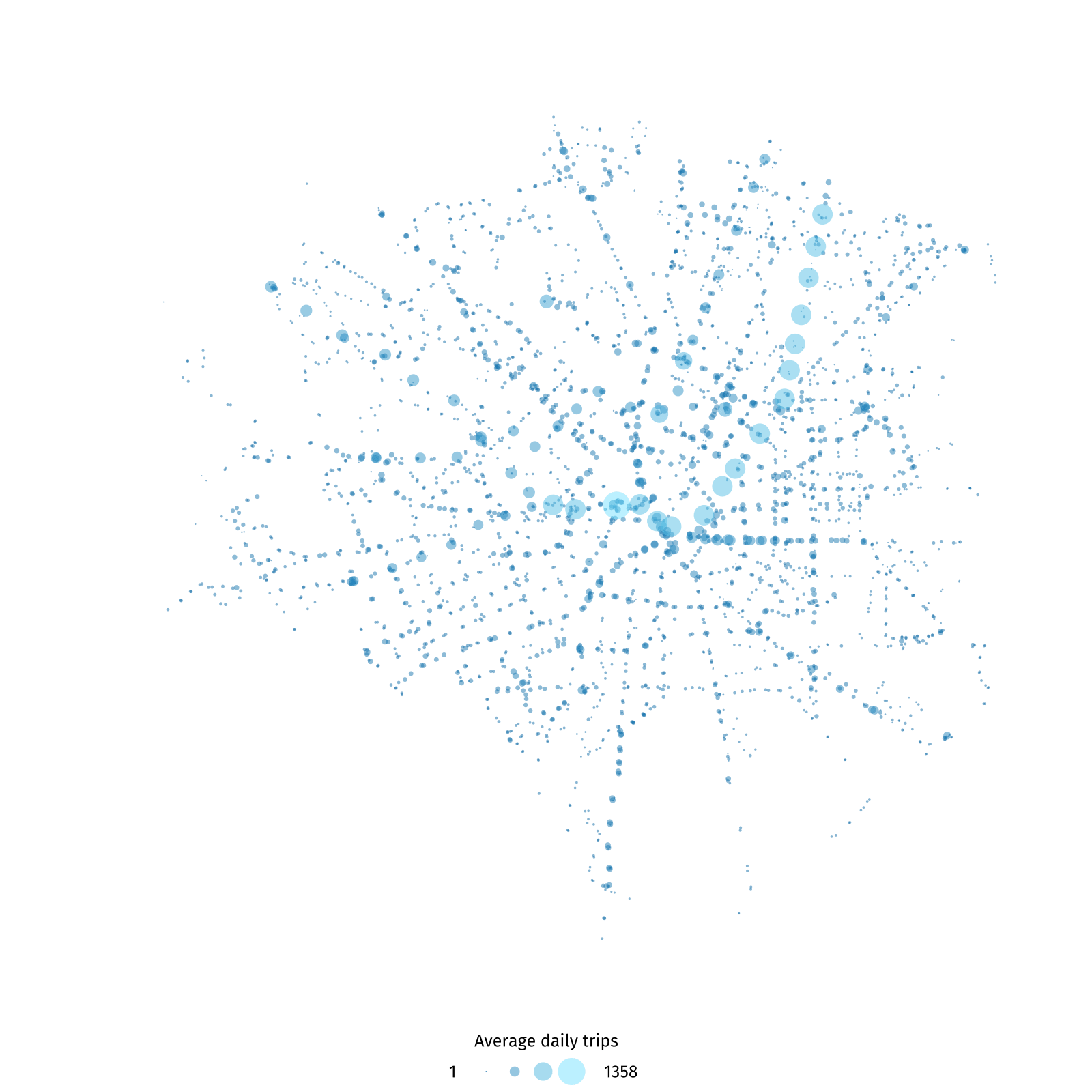 Mappa di Milano rappresentata da pallini